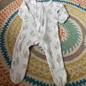Organic Cotton Squirrel & Yellow Hearts Print Footed Sleeper
